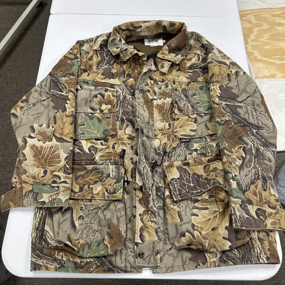 10x Gore-Tex Jacket Mens L Brown Advantage Camo Hunting Rain Coat USA Made